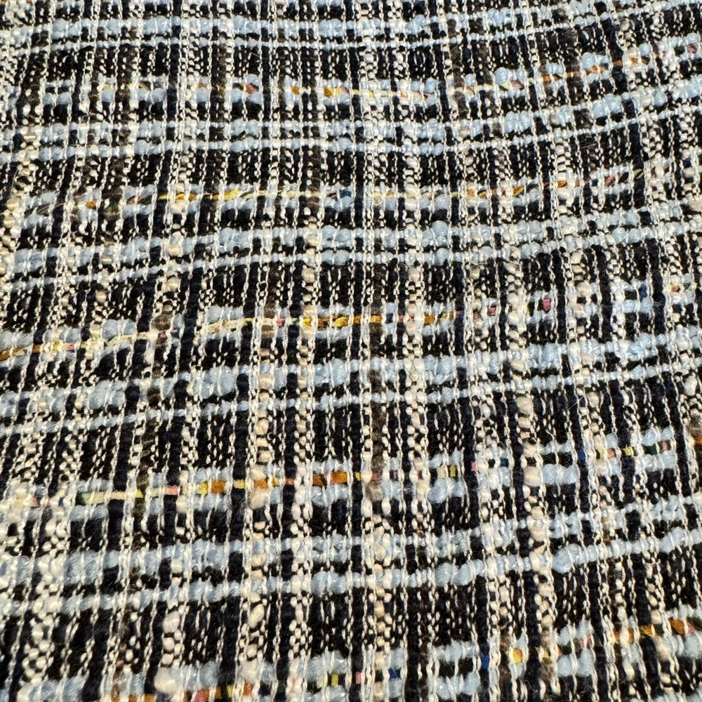 Adam Lippes Black and Blue Plaid Woven Knit Mini Skirt. - Picture 3 of 5